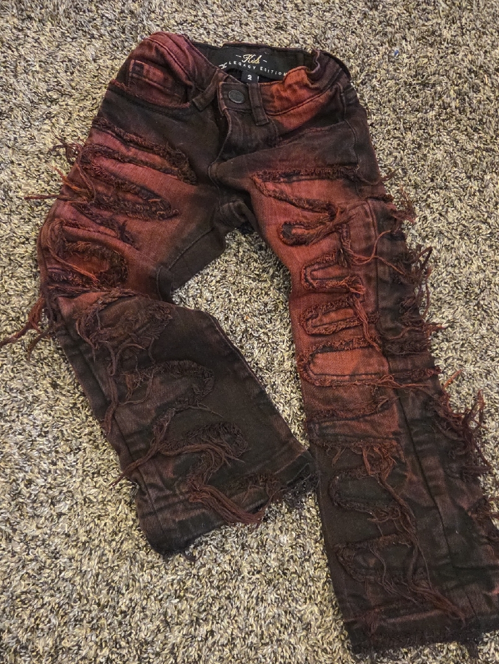 Jordan Craig Kids Distressed Jeans in Red and Black